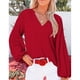 thumbnail image 2 of Mujer V Masajeadores de cuello Blusas linterna manga Flowy Loose Top Camisas para trabajo oficina citas, 2 of 5