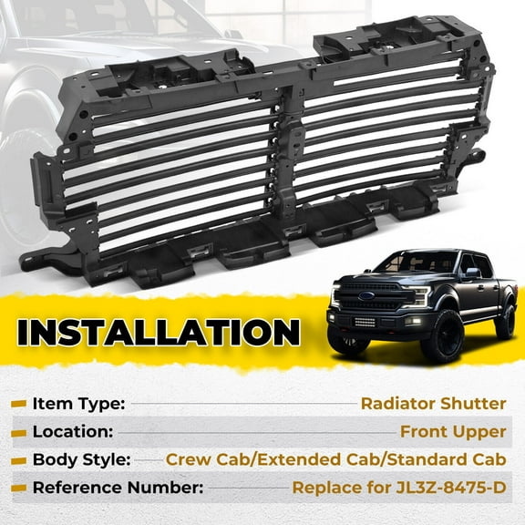 For 2018-2020 Ford F-150 F150 Upper Radiator Grille Air Shutter Control Assembly