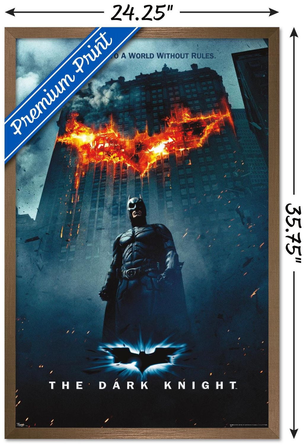 DC Comics Movie - The Dark Knight - Batman Logo on Fire One Sheet Wall Poster