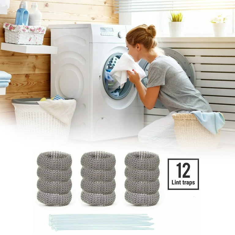 12 Pack Washing Machine Lint Traps with 12 Nylon Cable Ties, Wobe Laundry  Mesh Washer Sink Drain Hose Screen Filter the Laundry Water Lint Trap Snare
