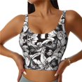 thumbnail image 3 of Goofa Lilies Flowers Printed Sports Bras for Women, High Impact Running Bra Workout Crop Tank Tops Longline Sports Bra Push up-, 3 of 9