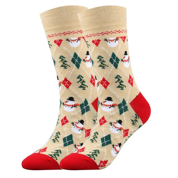 Odeerbi Christmas Cotton Socks for Women Winter Warm Mid-Calf Socks Mens Unisex Christmas Gifts 2025 Casual Winter Warm Knit Soft Long Socks Beige