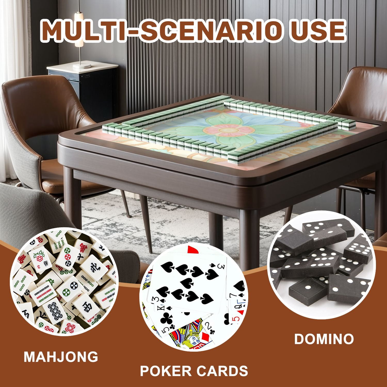 Mahjong Mat 31.5" x 31.5" Soft Pastel Floral Mandala Light Blue Pink Green Hues Non-Slip Noise Reduction American Mahjong Tiles Table Cover for Dominoes Poker Card Board Games Gift