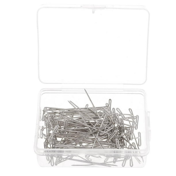 100 alfileres de acero en T para sastre, para reparación de tejidos, curvos, plateados 32 mm