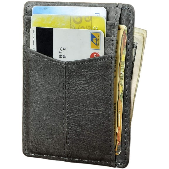 e'aokuu Genuine Leather Minimalist Thin Card Case Holder Slim Handy Wallet Front Pocket