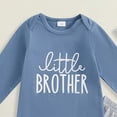 thumbnail image 4 of Wonitaaizi Little Brother Newborn Outfit Baby Boy T Shirt Romper Long Pants Set Hat Infant Little Summer Clothes(0-1 Months,Blue), 4 of 5