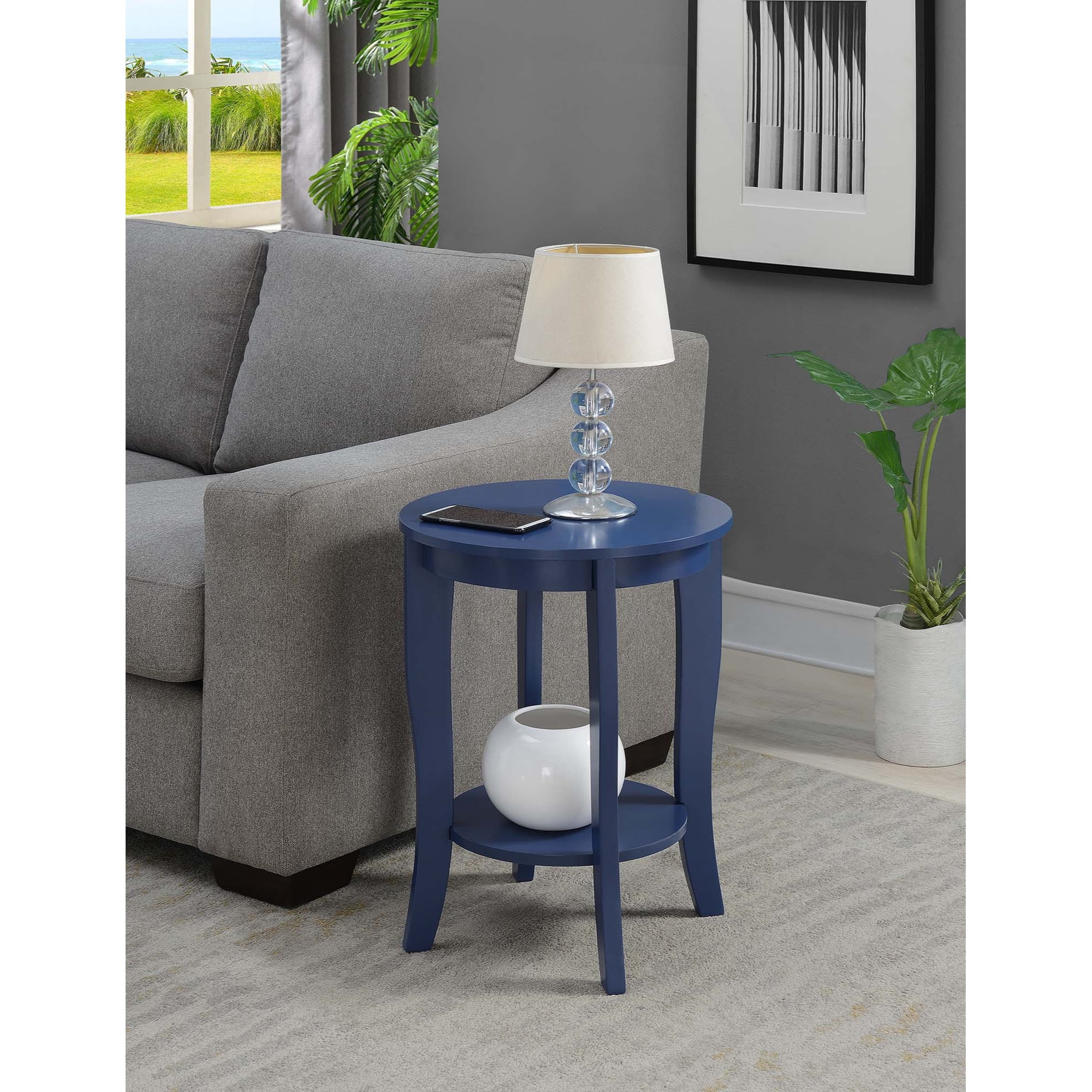 Convenience Concepts American Heritage Round End Table with Shelf ...