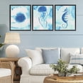 thumbnail image 2 of Stupell Industries Expressive Abstract Sea Creatures 3 Piece Black Framed Floater Canvas Set design by Camila Juncos, 21 x 17, 2 of 9