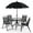 Black/Grey, variant on Costway 6 PCS Patio Dining Set Folding Chairs Glass Table Umbrella Garden Grey + Black