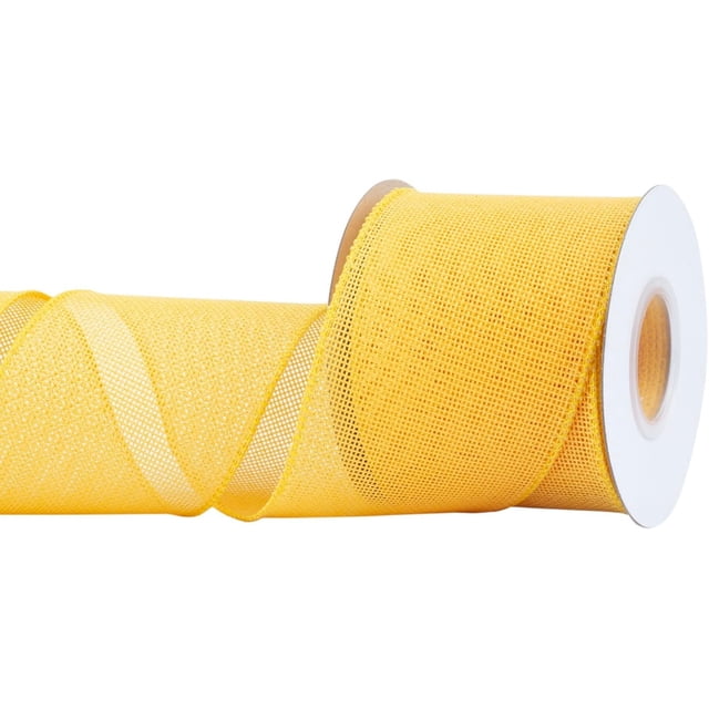 Joycrosso Burlap Wired Edge Ribbon 3 inch x 10 Yards, Yellow, Ideal for Crafting, Gift Wrapping, Wreath, Christmas Tree, and Rustic Wedding Decorations