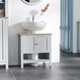 thumbnail image 2 of Pedestal Sink Storage Cabinet, Under Sink Bathroom Vanity with Adjustable Shelf and Open Bottom Shelf, Gray, 2 of 9