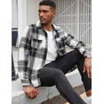 thumbnail image 4 of COOFANDY Men's Flannel Overshirt Long Sleeeve Shirts Fashion Button Down Jacket, 4 of 10