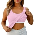thumbnail image 2 of Womens Tank Tops with Built in Bras Stretchy Ribbed Scoop Neck Slim Fit Padded Sleeveless Shirt Basic Tanks, 2 of 8