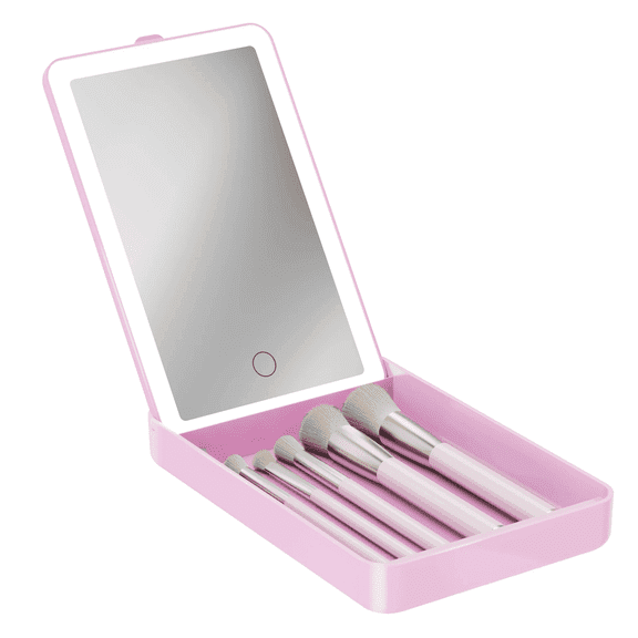 Impressions Vanity Cruise Mini Travel LED Mirror Case for Makeup Accessories and Soft Touch Sensor