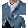 thumbnail image 6 of Men'S Lapel Cardigan Sweater Knit Long Sleeve Button Cardigan Slim Fit Casual Ribbed Knitted Jacket Blue L, 6 of 7