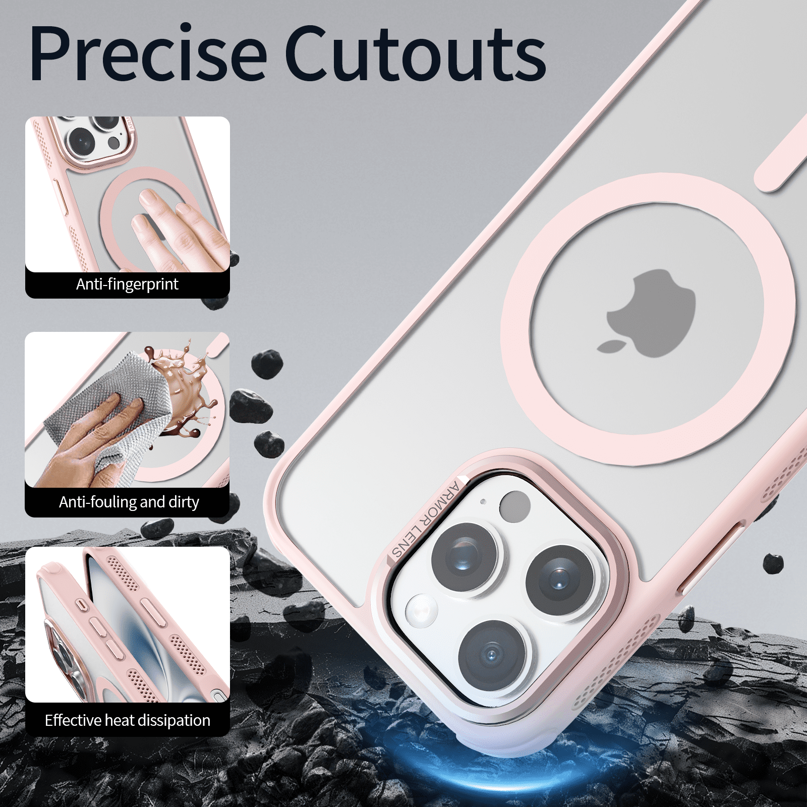SZPSGC for iPhone 16 Pro Case, Compatible with MagSafe, Anti-fingerprint & Anti-scratch, Slim Translucent Matte Shockproof Military-Grade Protective Case for iPhone 16 Pro, Pink