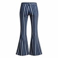 thumbnail image 5 of CONZONE Flared Pants for Little Girls Striped Print Girls Bootcut Pants Mid Waist Trendy Fall School Trousers with Pockets Size 5-6 Years, 5 of 5