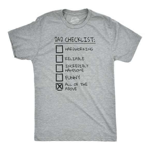 Mens Dad Checklist T Shirt Funny Fathers Day Tee Dad Gift Ideas (Heather Grey) - 3XL