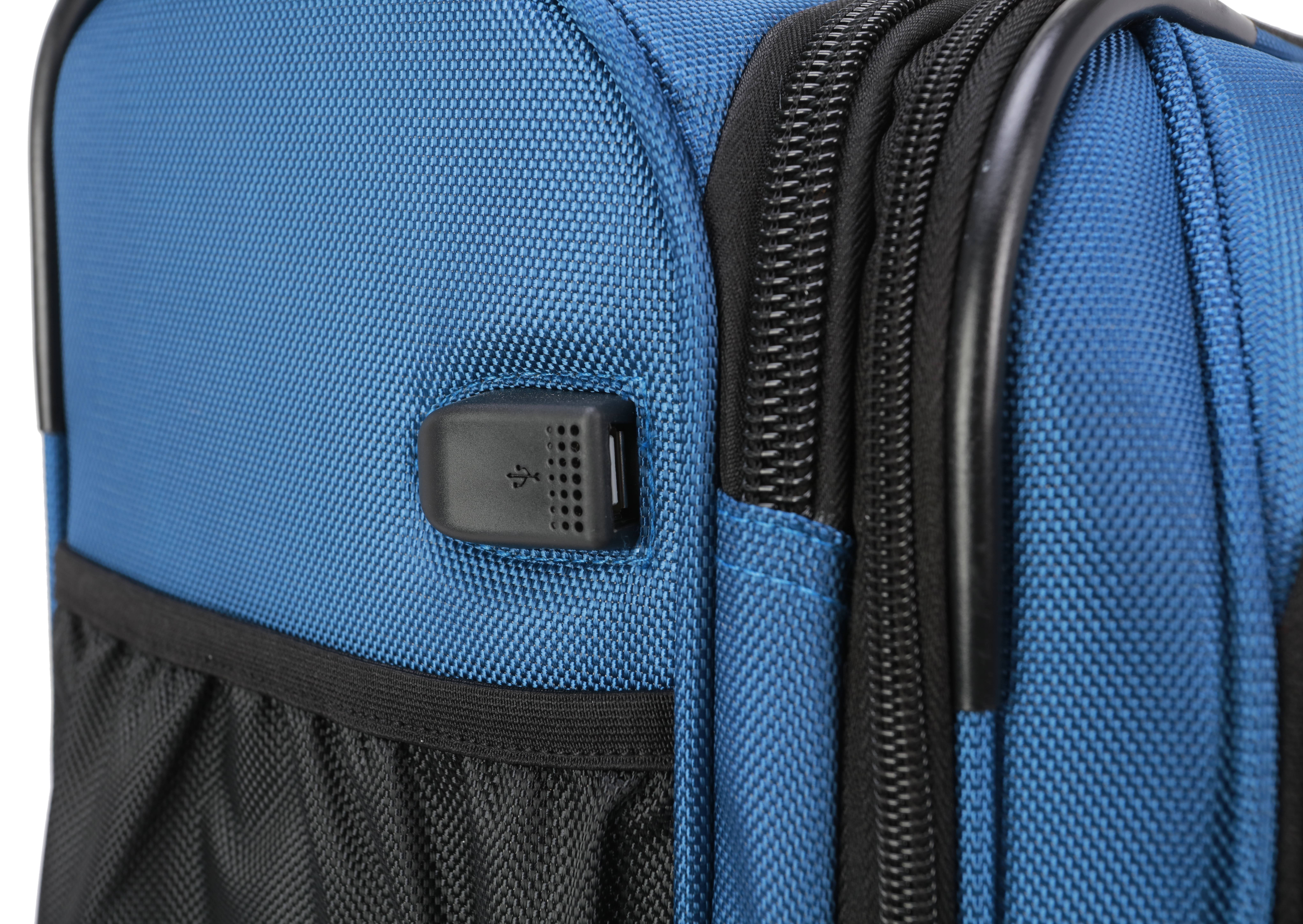 Swiss Tech 20in Softside Carry-on Luggage with 8-Wheel Spinner, Blue