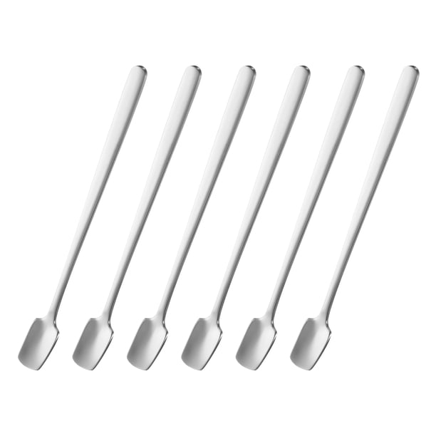 6 piezas de cucharas espresso de 6.1 pulgadas de acero inoxidable, cuchara cuadrada de tono plateado