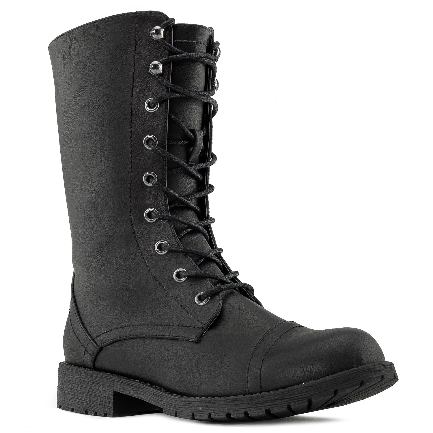 combat boots with zipper in back