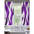 thumbnail image 2 of Purple White Moire Sheer Curtains 63 Inch Length 2 Panels Set - Light Filtering Window Treatments, Modern Abstract Art Rod Pocket Semi Curtains for Living Room/Bedroom/Kitchen Décor, 104"W x 63"L, 2 of 7
