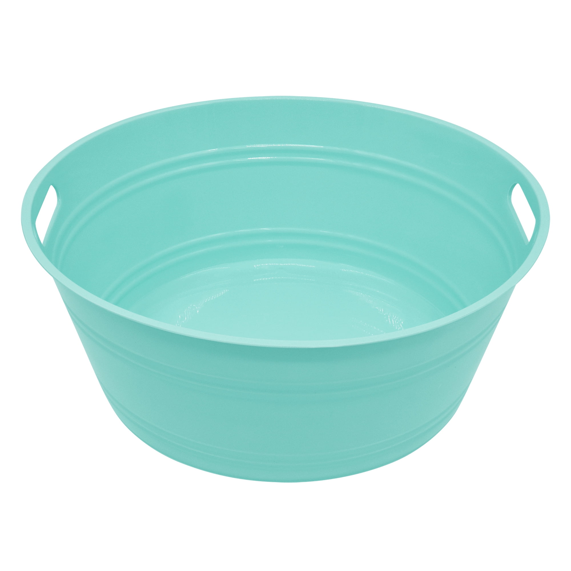 Mainstays 17.5-in Light Blue Plastic Round Party Tub with Handles, Perfect for Parties, 1 Piece
