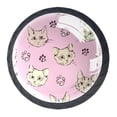 thumbnail image 1 of 4 Pcs Cat Head Pink Knobs for Kitchen Cabinet Cupboard Dresser Bookcase Drawer Pulls Handles Round Home Decor, 1 of 8