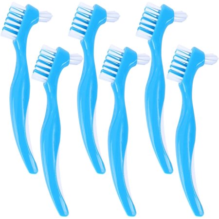 Denture Brush 6pcs Dentures Brush Double Bristle Denture Cleaning Brush False Teeth Brush for Denture Care False Teeth Cleaning Retainer Brush Denture Box