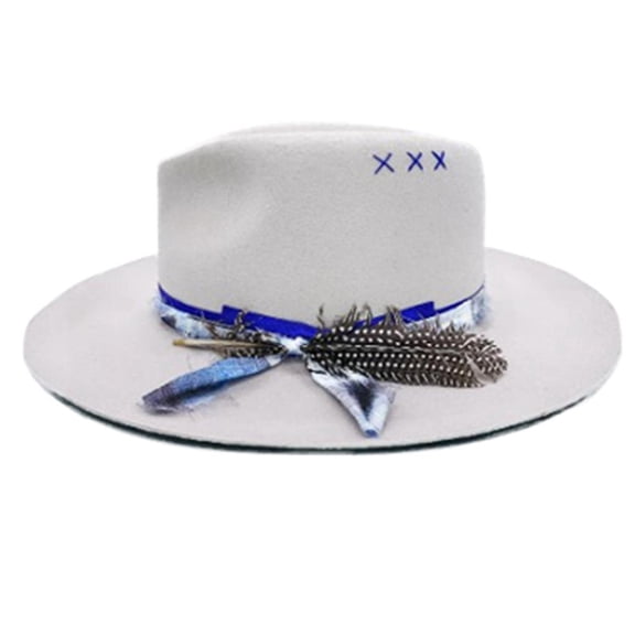 Giaone Elegant Wool Fedoras Hat with Wide Brims Feathered for Women Men Party