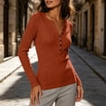 thumbnail image 2 of Womens Slim Knitted Tops Long Sleeve Button Up V Neck Sweaters for Women Ribbed Tight Pullover Fall Winter Top, 2 of 8