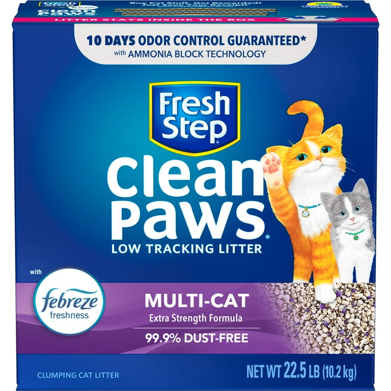 Fresh Step Clean Paws Multi Cat Scented Clumping Litter with the Power of Febreze 22.5 lbs