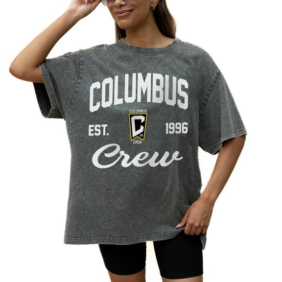 Women's Gameday Couture Gray Columbus Crew Tackle Titan Oversized Snow Wash T-Shirt