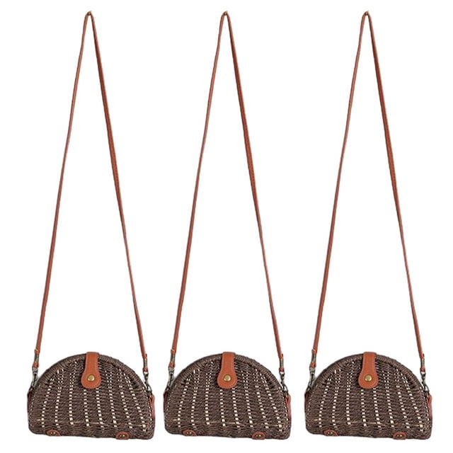 Bolso bandolera de paja para mujer, bolso de hombro de paja con rayas de vid, bolso de playa tejido a mano para verano