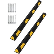 72 in Rubber Parking Curb, Heavy Duty Curb Parking Stoppers with Reflective Stripes for Garage Bumpers, 55000 LBS Capacity, 2pcs