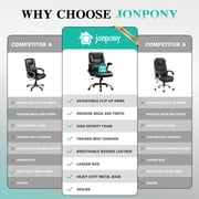 JONPONY Big and Tall Office Chair Wide Seat Ergonomic Computer Desk Chair High Back Executive Leather Chair Adjustable Task Chair Lumbar Back Support 8 Hours Heavy Duty Design,Black