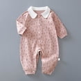 thumbnail image 2 of 12-18 Months Newborn Bodysuit Baby Romper Spring Fall Long Sleeve Cotton Crawling Outfit Bodysuit Warm Home Wear Light Pink Baby Gift, 2 of 4