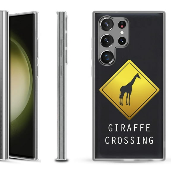 Shockproof Gel Phone Case for Samsung Galaxy S23 Ultra 5G, by OneToughShield ® - Road Sign Giraffe