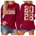 thumbnail image 1 of Chandails pour Femmes Chandail de Base d'Automne à Enfiler avec Imprimé de Lettres Col Rond Haut Superposable Coupe Confortable Chandail de Sport Femme Rouge TTG, 1 of 5