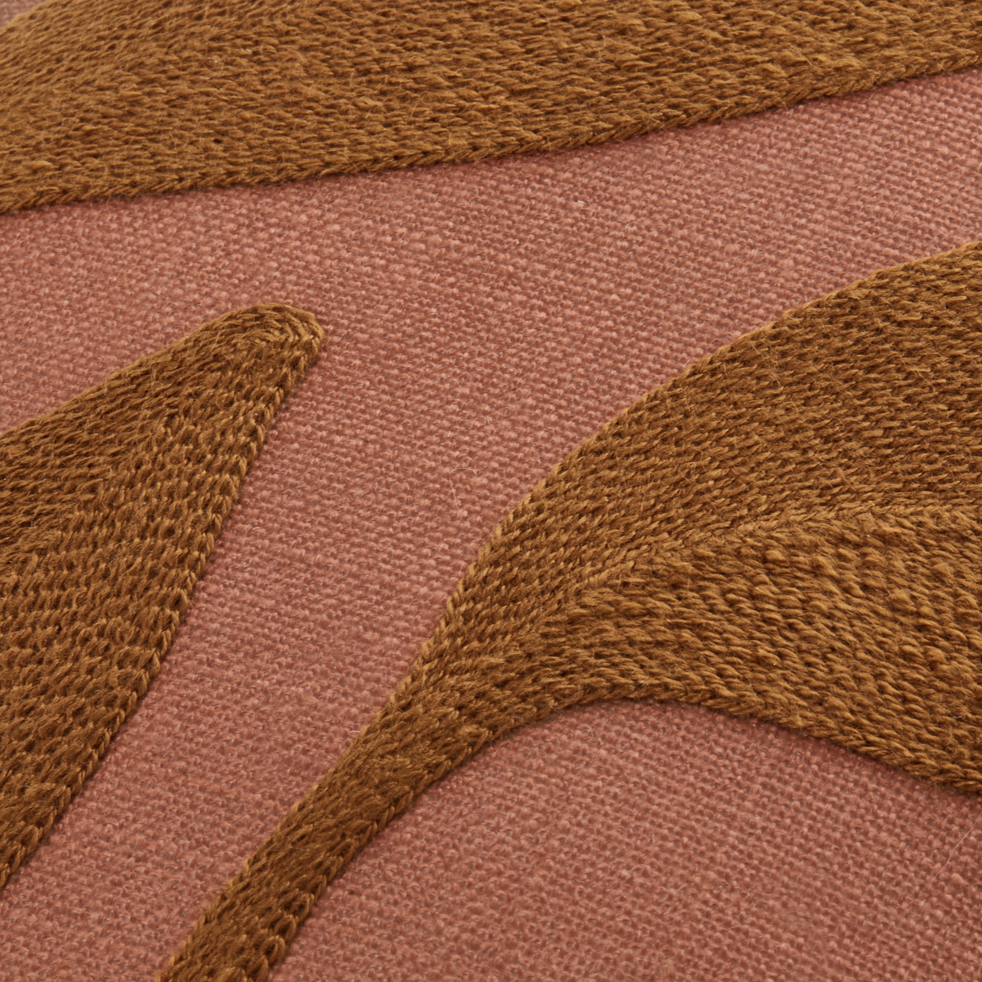 Bouclair Coussin Lombaire à Feuilles Brodés, Terracotta et Brun