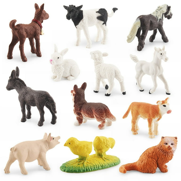 12 PCS Animals Figures,Mini Farm Animal Figurines,Plastic Farm