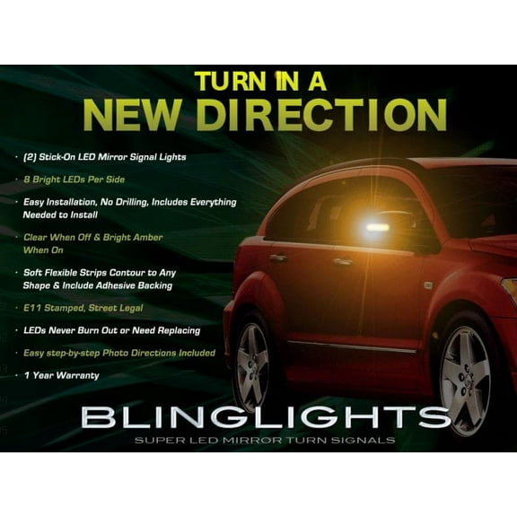 For Dodge Caliber Side View Mirror LED Turnsignals Mirrors Turn Signals Signalers Blinkers Lights Lamps