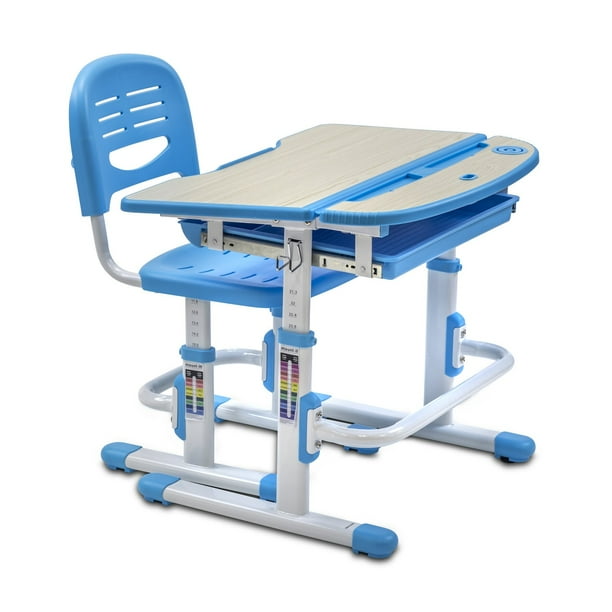 MountIt! Childrens Desk and Chair Set, Kids School Workstation, Blue