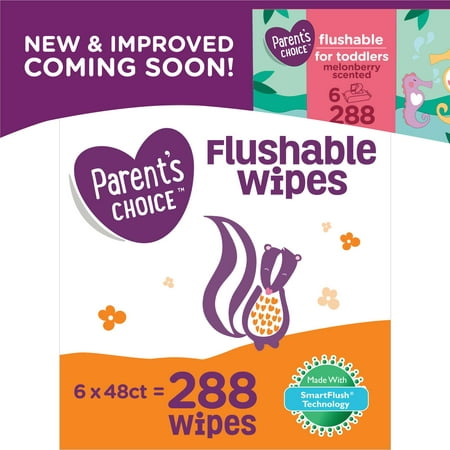 Parent's Choice Flushable Wipes, 6 packs of 48 (288
