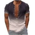 thumbnail image 2 of S-5XL Plus Size Shirts for Men Big & Tall Short Sleeve Tshirts Button Deep V Neck Pullover Gradient Printed Breathable Casual Going Out Tops, 2 of 5