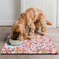 thumbnail image 2 of Boho Retro Floral Pet Feeding Mat-Colorful Floral Absorbent Pet Placemat for Food and Water Bowl, with Waterproof Rubber Backing, Quick Dry Water Dispenser Mat for Dog and Cat (16"x24"), 2 of 6