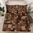 thumbnail image 2 of Homewish Black Brown Rectangle Queen Sheet Sets for Kids, Fashion Buffalo Plaid Flat Sheet, Chic Abstract Queen Fitted Sheet, Microfiber Bedroom Decor, 4 Pieces, 2 of 7