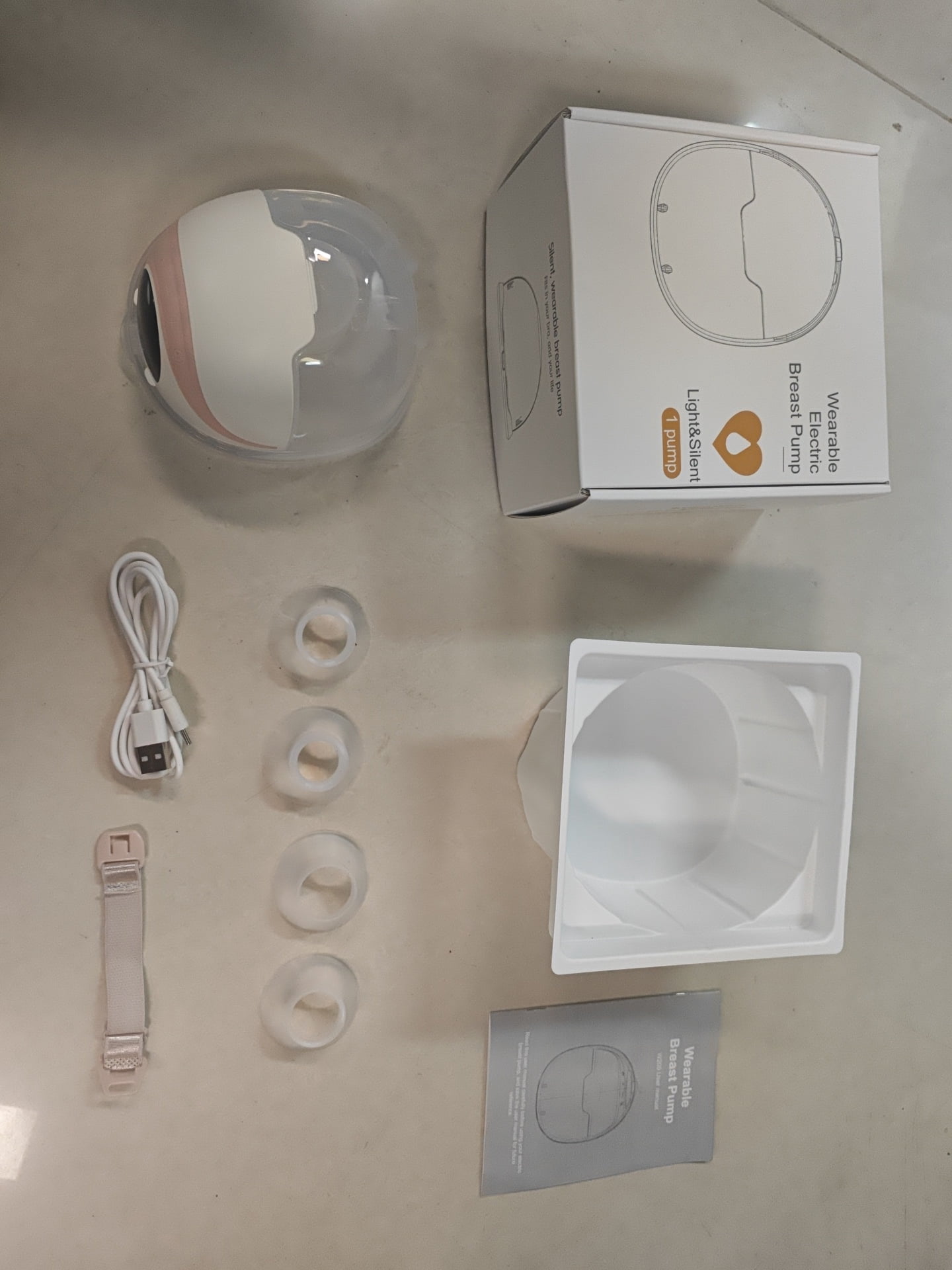 NFTIGB Hands-Free Wearable Breast Pump, Electric Wireless Portable Breastpump with 3 Modes and 9 Suction Levels, 240ml Capacity (8.11 oz), Includes 4 Flange Sizes, 1200mAh Battery, White/Pink