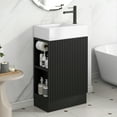 thumbnail image 2 of 19" Durable Compact Freestanding Cabinet, Bathroom Storage Unit with Adjustable Shelf, Modern Small Bathroom Vanity with Ceramic Sink for Bathroom, Black, 2 of 9