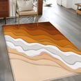 thumbnail image 3 of 3'x5' Area Rugs, Orange Coastal Beach Indoor Outdoor Area Rug for Living Room Bedroom, Rustic Abstract Sea Waves Striped Washable Bathroom Rugs Kitchen Floor Carpet Mats Home Decor Aesthetic, 3 of 8